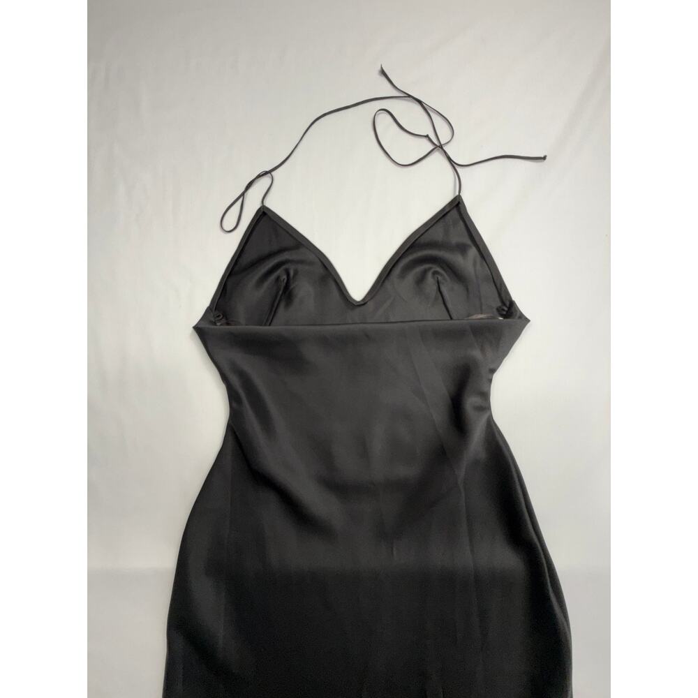 Mimii London Black satin halter maxi dress Sz XS back straps - Picture 7 of 10